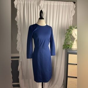 J. Crew Long Sleeve Navy Midi Sheath Dress Size 6